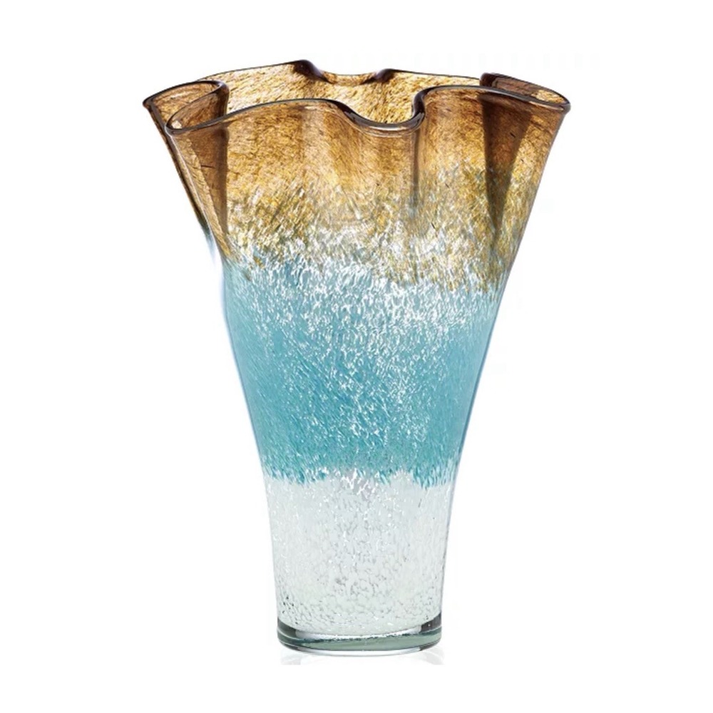 Lenox Seaview Ombre 12" Ruffle Vase • Discontinued • Coastal Blue Centerpiece
